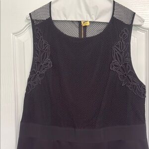 Ashley Graham black Sleeveless Dress with Mesh Panels